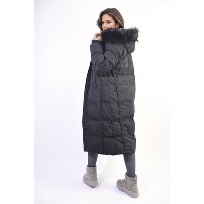 Longline Faux Fur Hooded Puffer Jacket