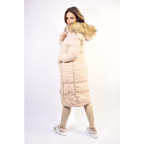 Longline Faux Fur Hooded Puffer Jacket