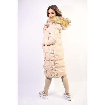 Longline Faux Fur Hooded Puffer Jacket