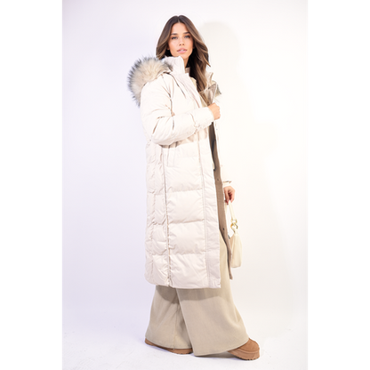 Longline Faux Fur Hooded Puffer Jacket