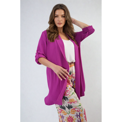 Vivian Open Front Roll Up Sleeve Cardigan