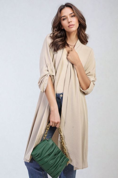 Ava Open Front Knitted Long Cardigan