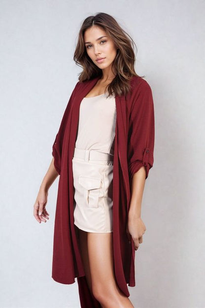 Ava Open Front Knitted Long Cardigan