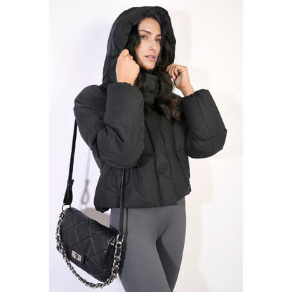 Alice Hooded Puffer Jacket with Snap and Zip Closure