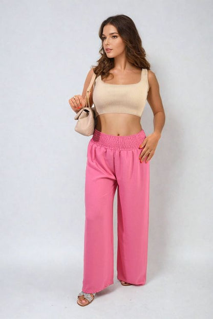 Zaynah Elastic High Waist Wide Leg Trousers