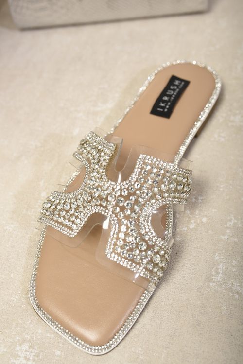 Winnie Embellished Cut Out Strap Flat Sandals