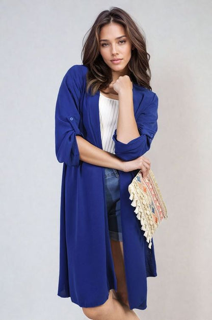 Ava Open Front Knitted Long Cardigan