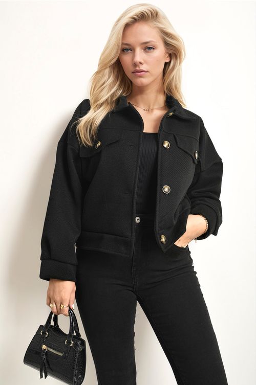 Nadia Flap Pocket Long Sleeve Crop Jacket