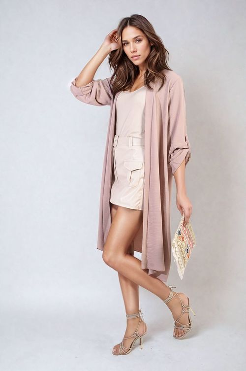 Ava Open Front Knitted Long Cardigan