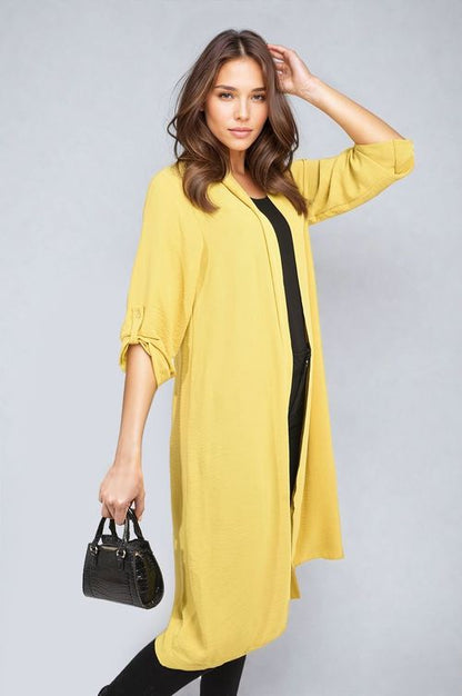 Ava Open Front Knitted Long Cardigan