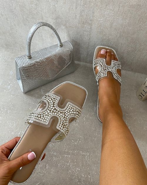 Winnie Embellished Cut Out Strap Flat Sandals