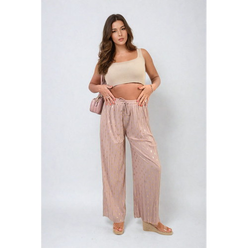 Ella Gold Spot Pleated Trouser with Drawstring