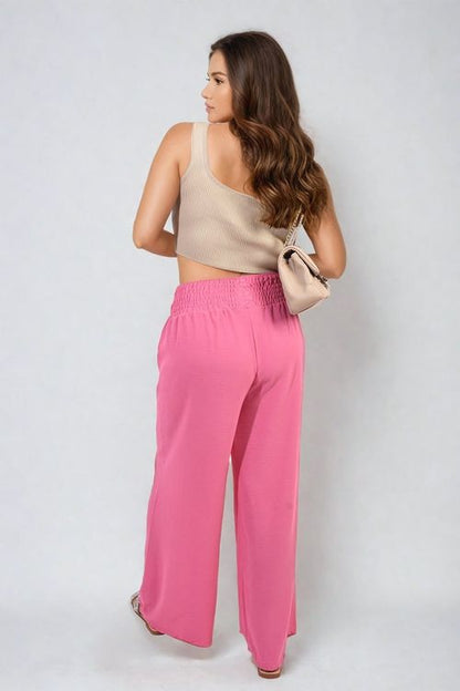 Zaynah Elastic High Waist Wide Leg Trousers