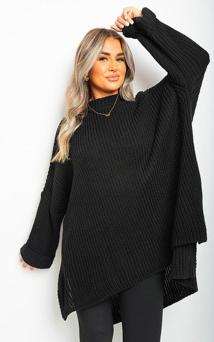 Faye High Neck Oversized Long Sleeve Knitted Jumper