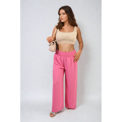 Zaynah Elastic High Waist Wide Leg Trousers