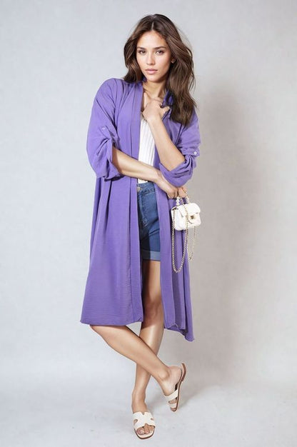 Ava Open Front Knitted Long Cardigan