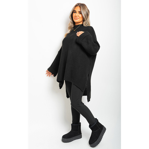 Faye High Neck Oversized Long Sleeve Knitted Jumper