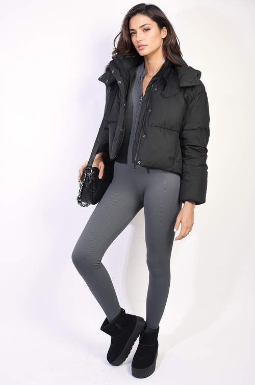 Alice Hooded Puffer Jacket with Snap and Zip Closure