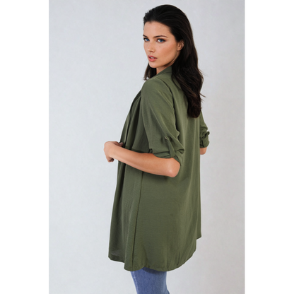 Vivian Open Front Roll Up Sleeve Cardigan