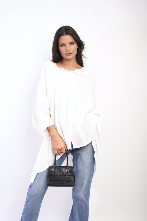 Angela Oversized Long Sleeve Button Front Top