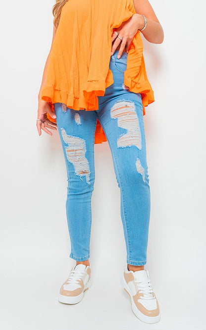 Lauren Distressed High Waisted Jeans