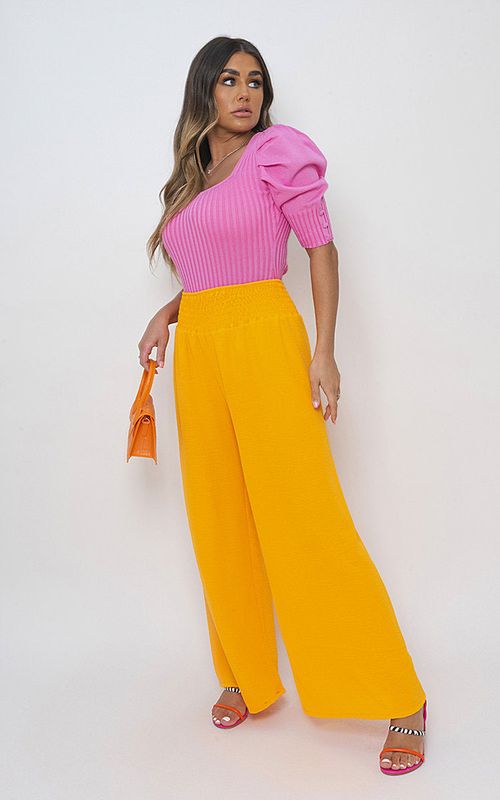 Zaynah Elastic High Waist Wide Leg Trousers