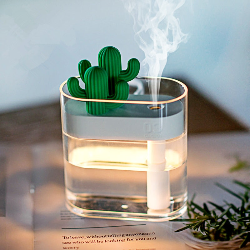 Air Humidifier and Diffuser with modern cactus design and LED Lighting