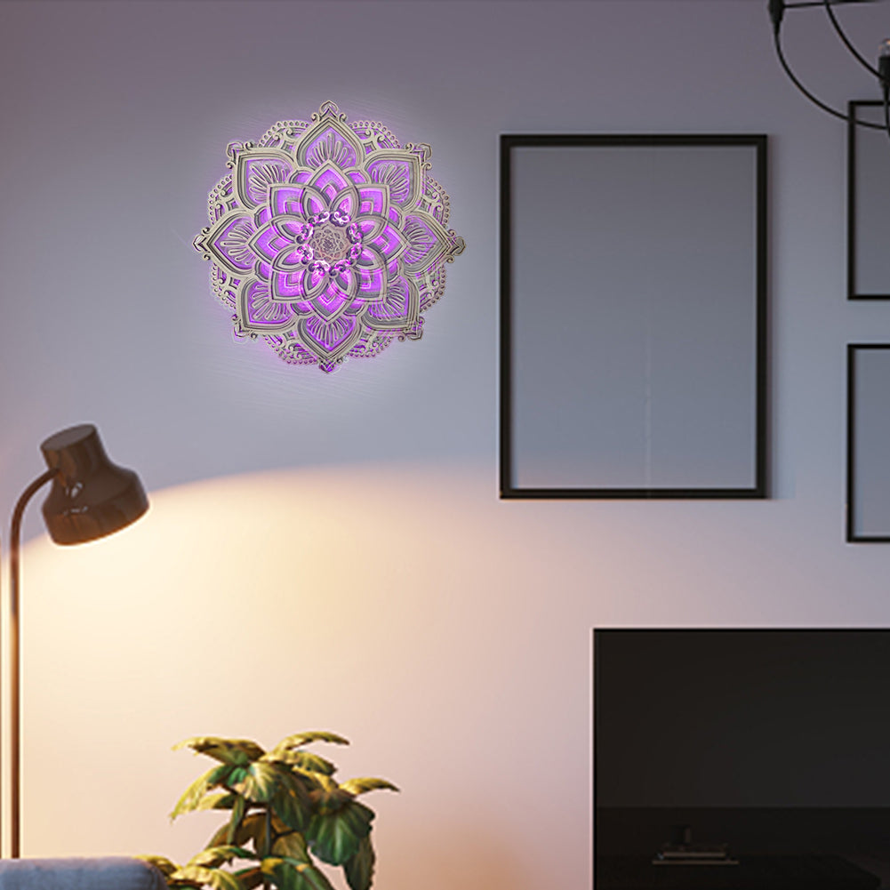 Wooden Mandala Wall Lamp