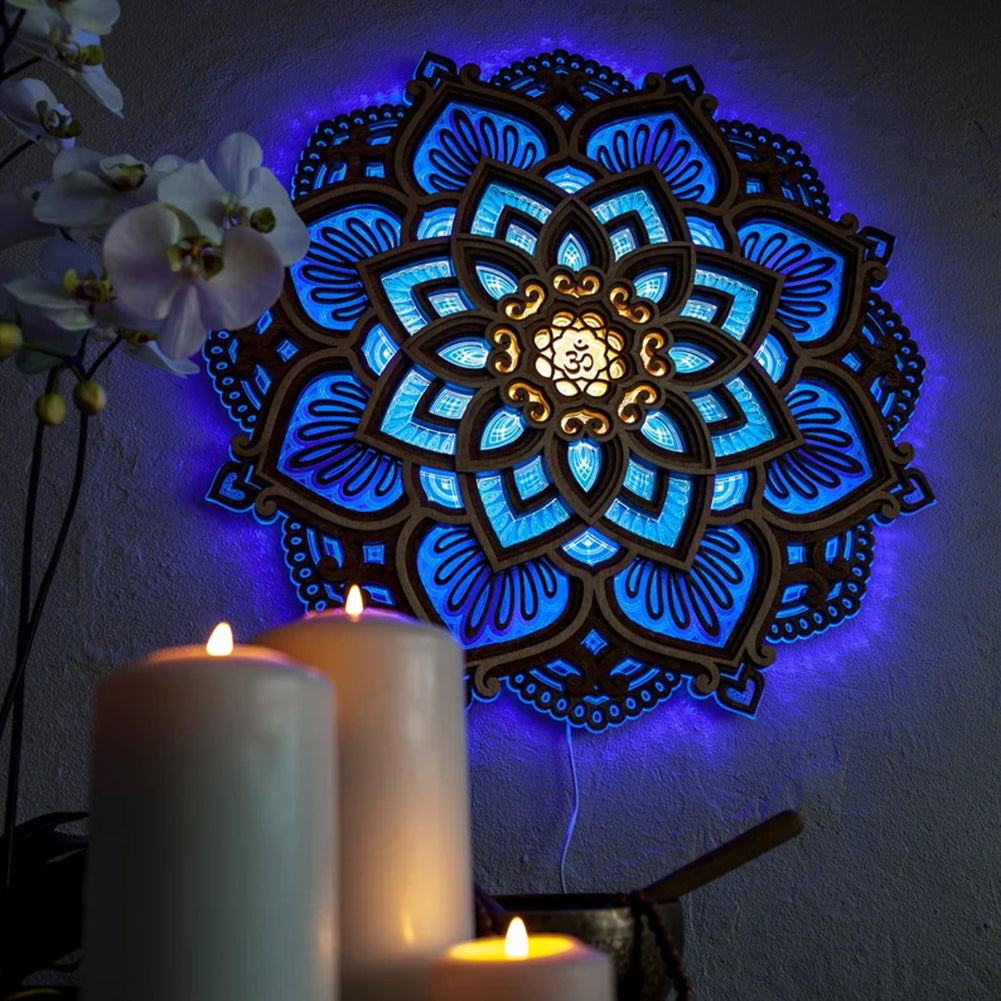 Wooden Mandala Wall Lamp