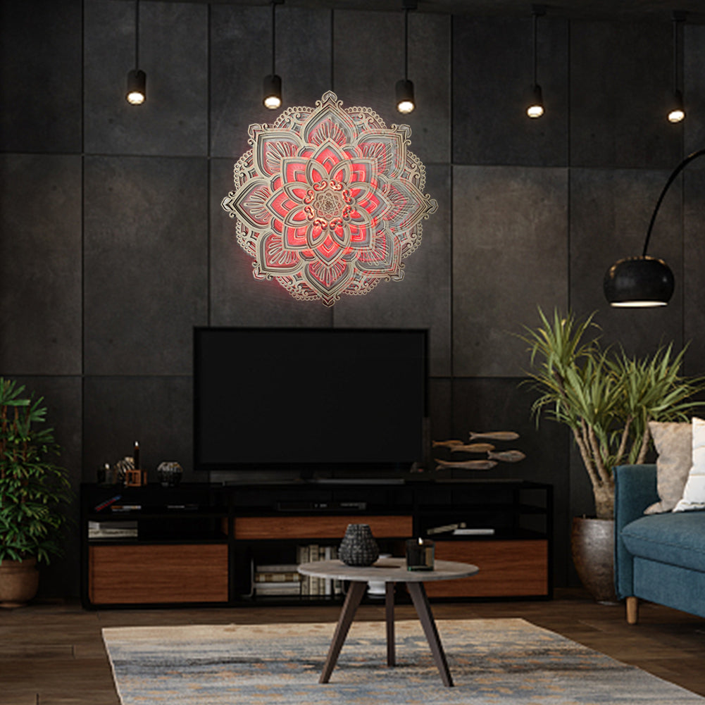 Wooden Mandala Wall Lamp