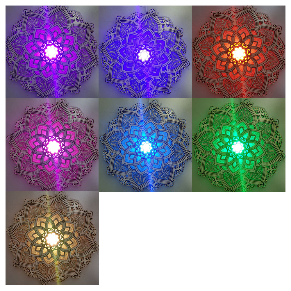 Wooden Mandala Wall Lamp