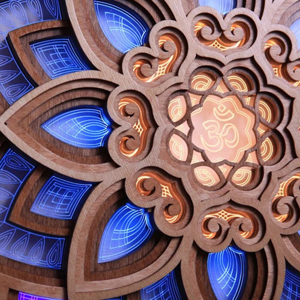 Wooden Mandala Wall Lamp