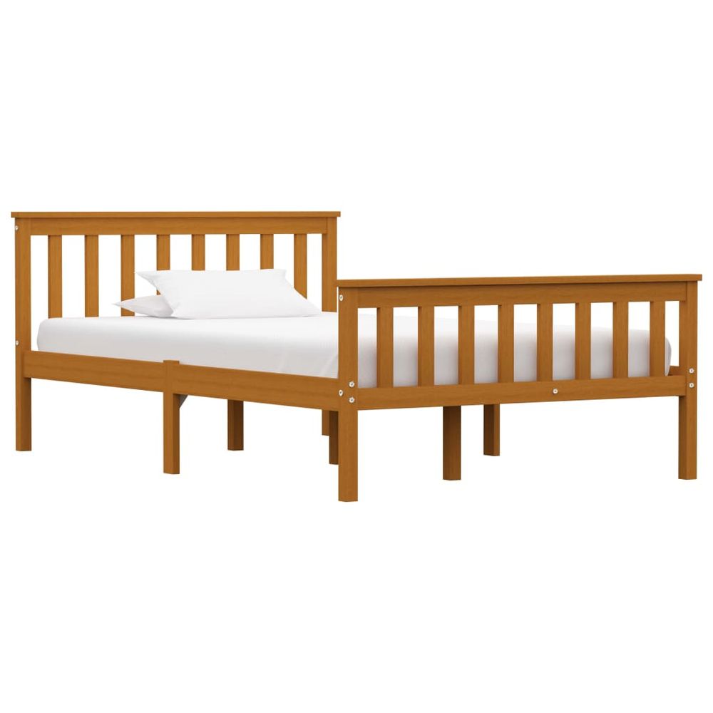 Contemporary Bed Frame White Solid Pinewood