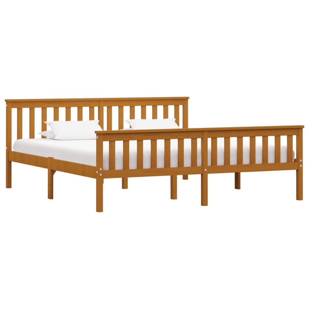 Contemporary Bed Frame White Solid Pinewood