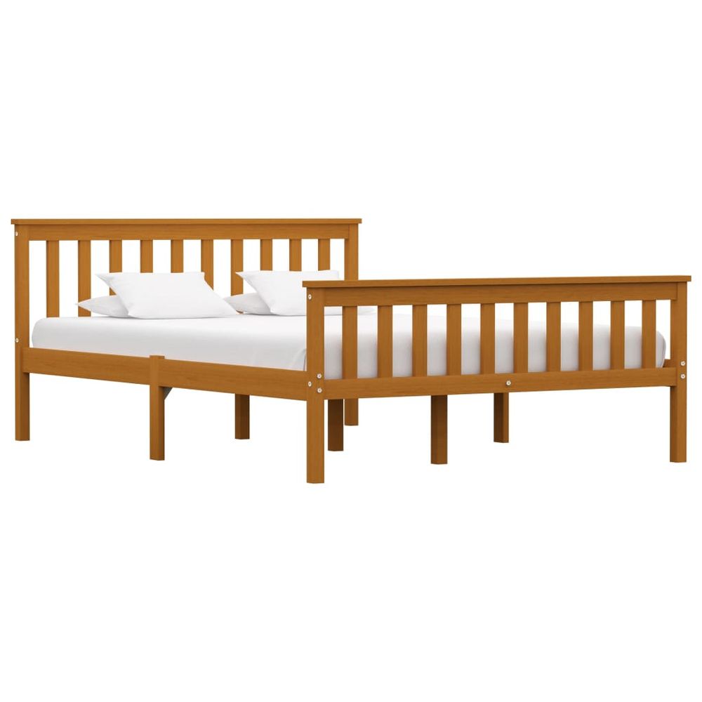 Contemporary Bed Frame White, Grey, Dark Brown, Honey Brown - Solid Pinewood