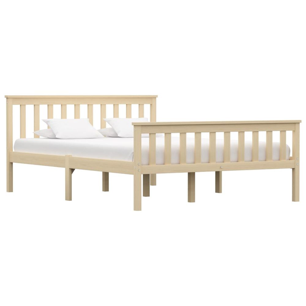 Contemporary Bed Frame White Solid Pinewood