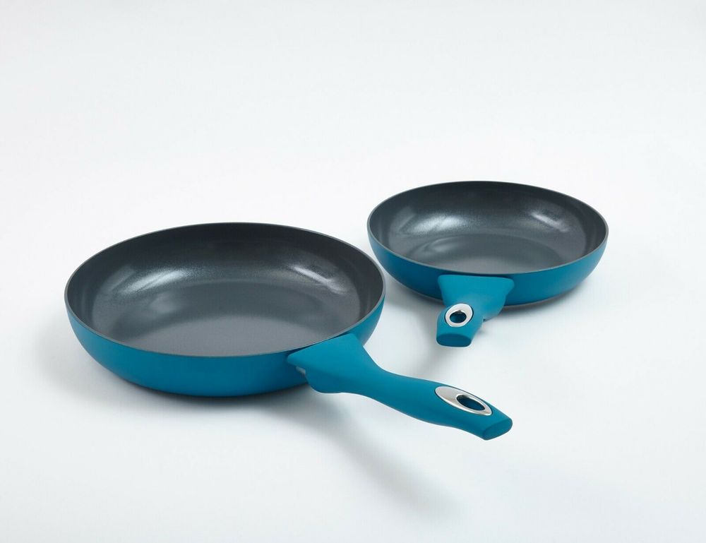 Cermalon 5-Piece Matt Teal with Grey Sparkle Ceramic Non-Stick Pan Set