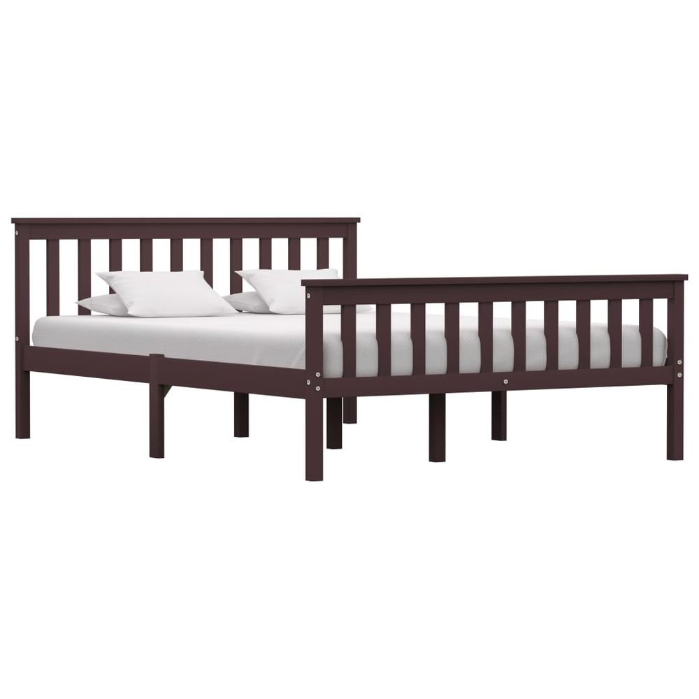 Contemporary Bed Frame White Solid Pinewood