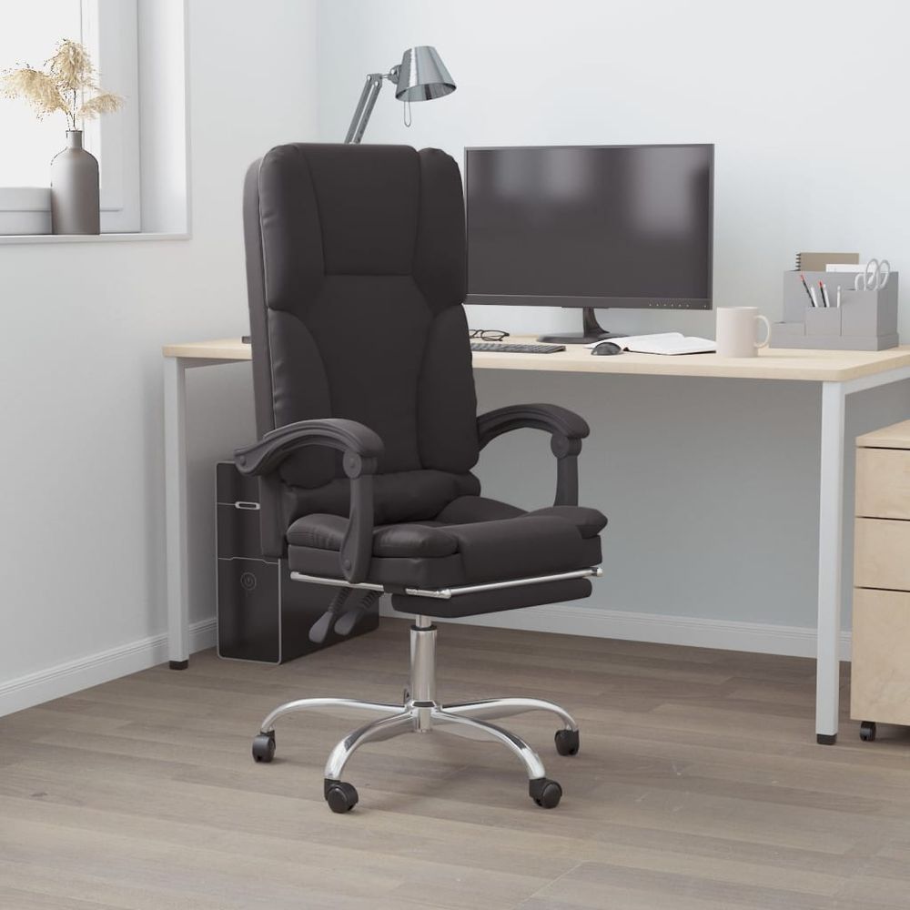 Reclining Office, Massage Chair Black Faux Leather