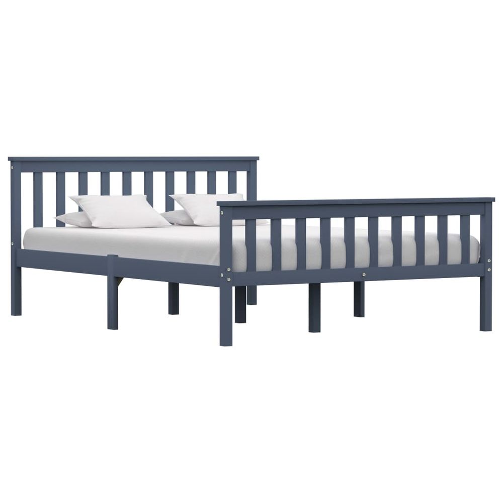 Contemporary Bed Frame White Solid Pinewood