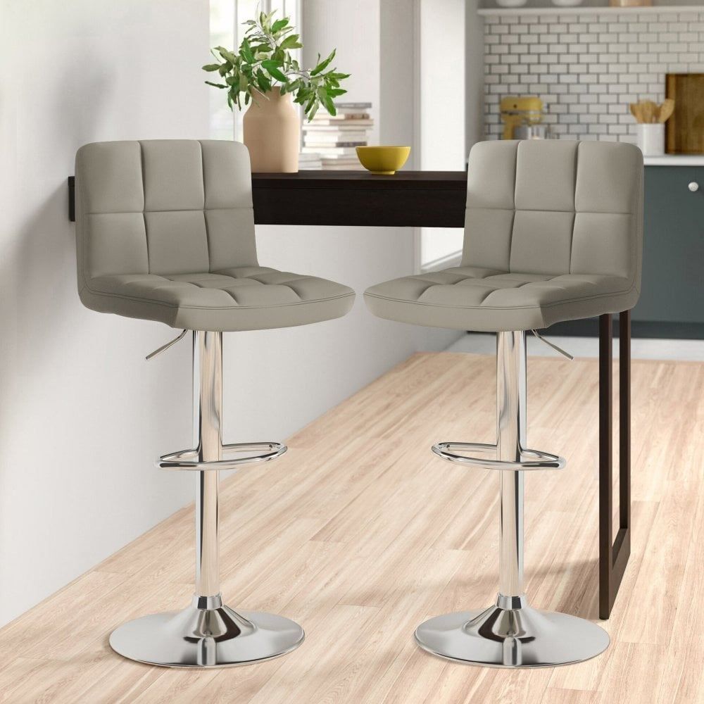 Faux Leather Bar Stool with Chrome Leg