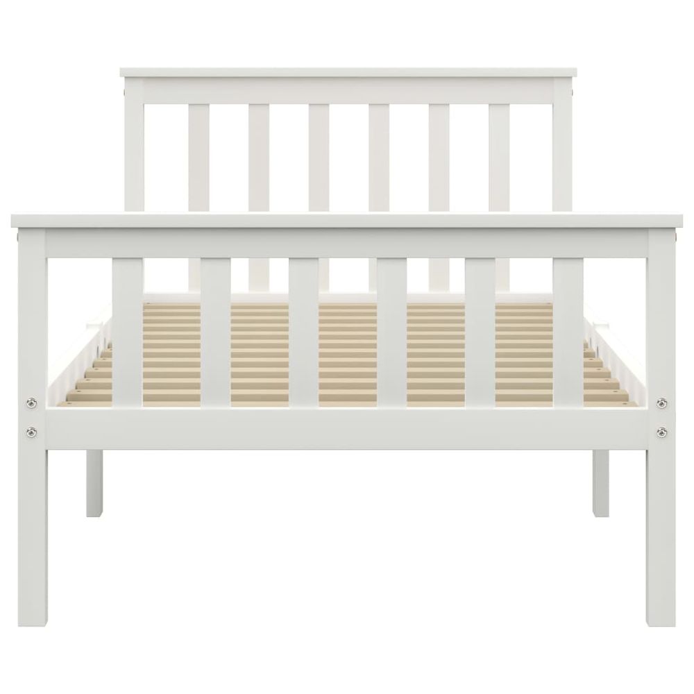 Contemporary Bed Frame White Solid Pinewood