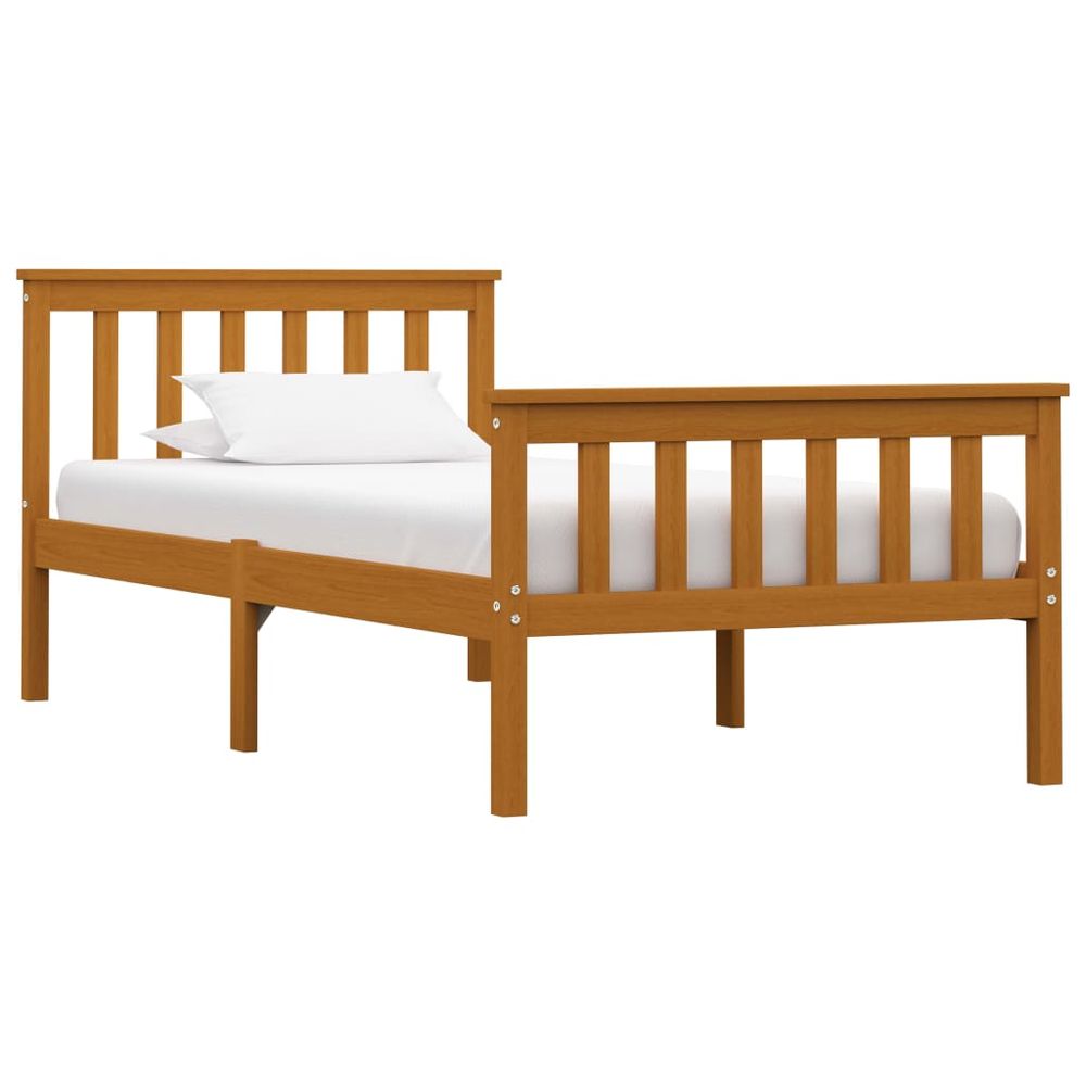 Contemporary Bed Frame White Solid Pinewood