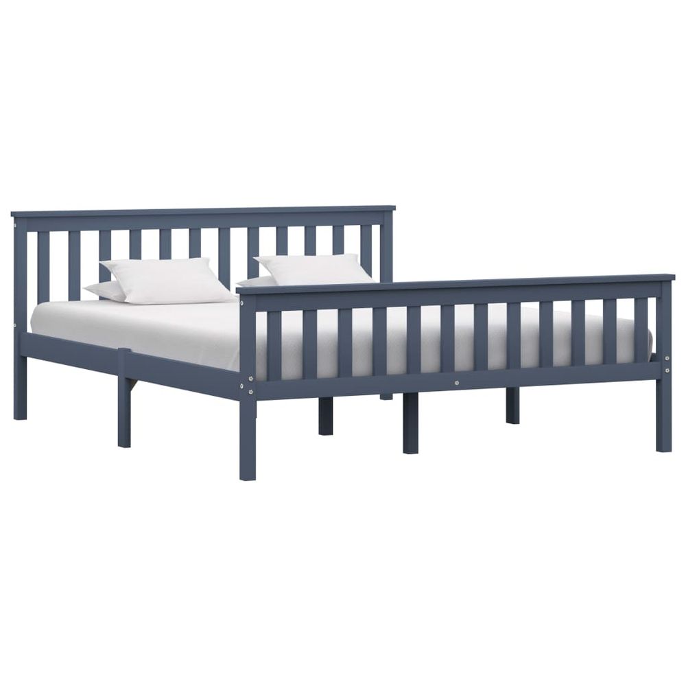 Contemporary Bed Frame White Solid Pinewood