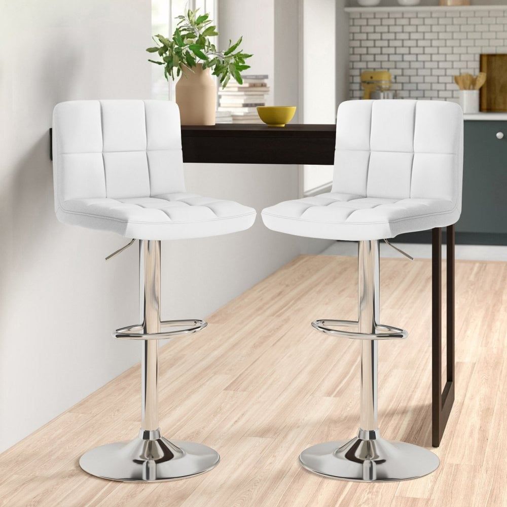 Faux Leather Bar Stool with Chrome Leg