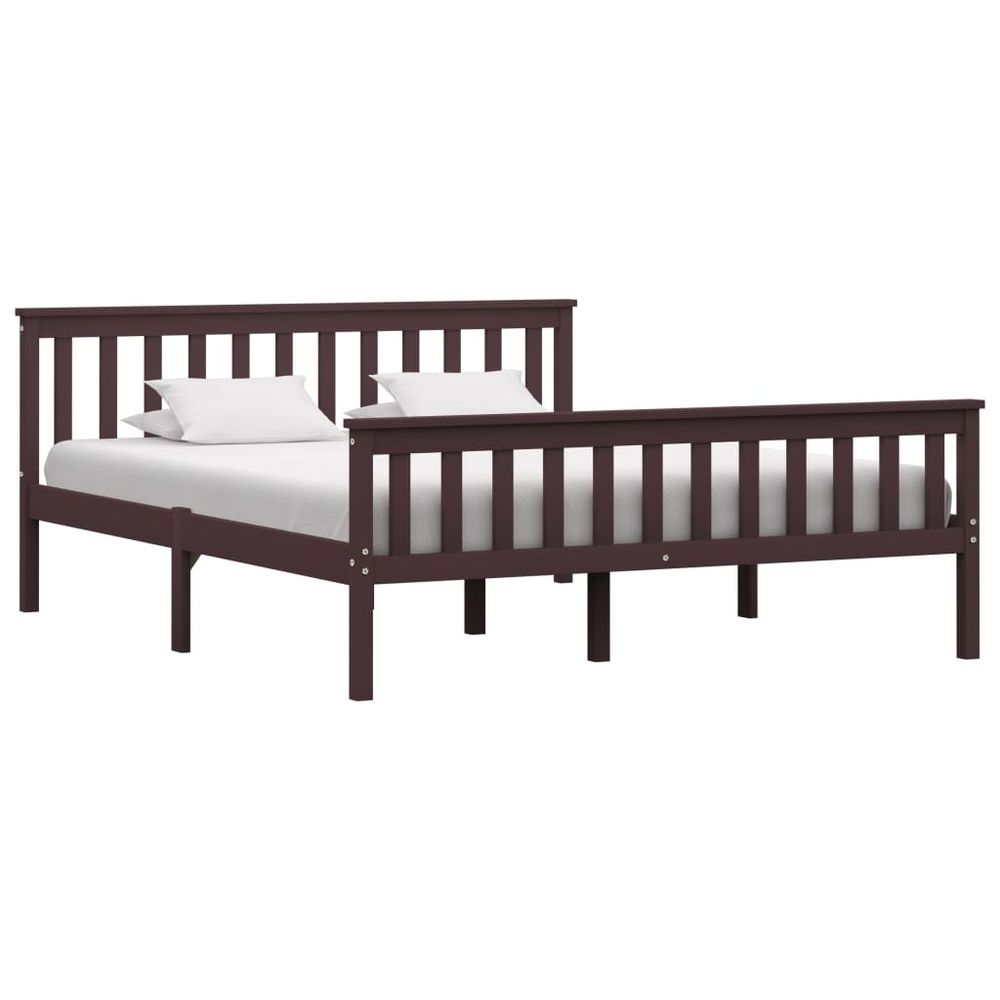 Contemporary Bed Frame White Solid Pinewood