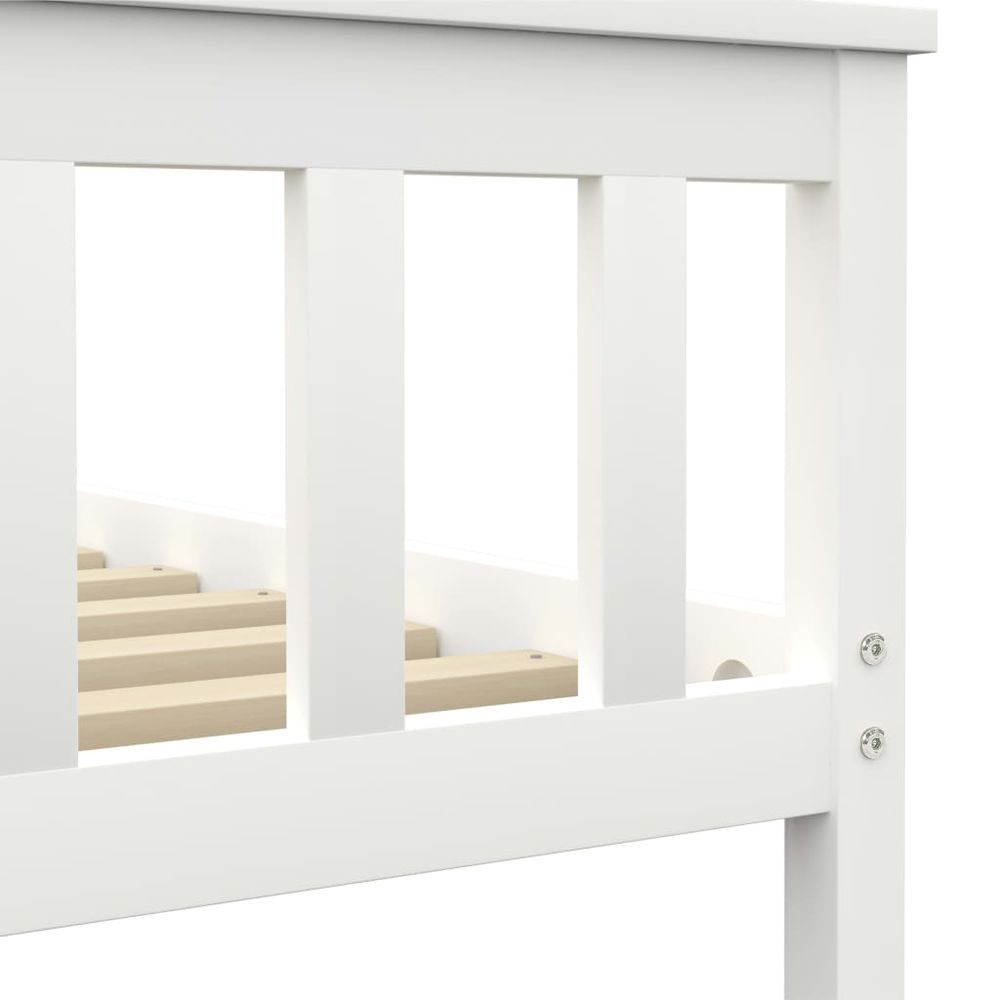 Contemporary Bed Frame White Solid Pinewood