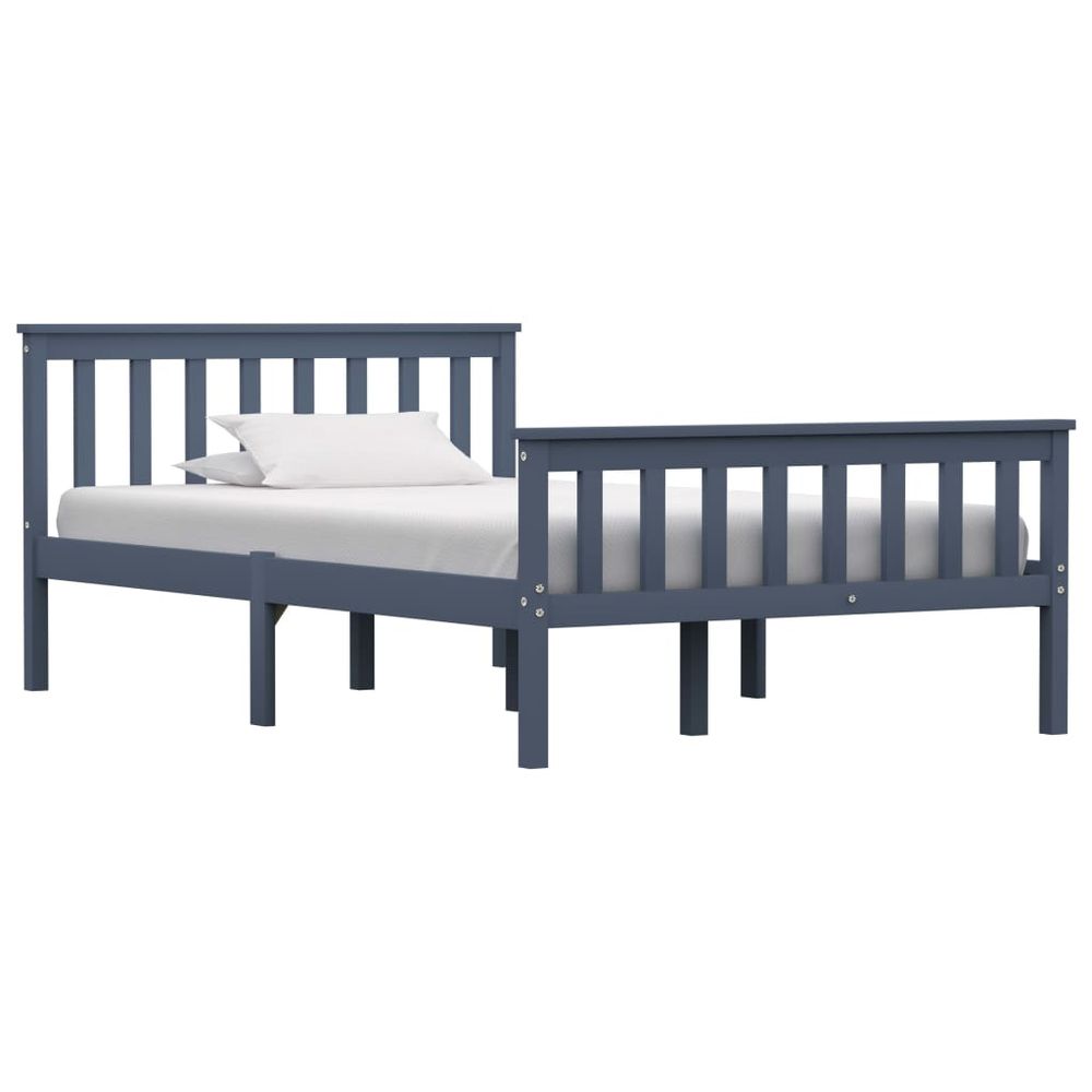 Contemporary Bed Frame White Solid Pinewood